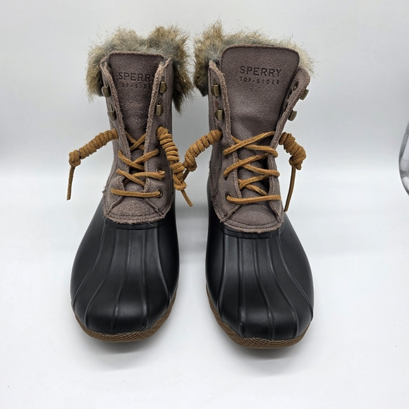 Sperry Top Sider Faux Fur Suede Leather Waterproof Rubber‎ Duck Boots Size 9 - Picture 4 of 10